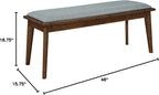 Coaster Home Furnishings - Alfredo - 46-Inch Upholstered Dining Bench - Mid-Century Modern Style with Padded Seat & Tapered Wood Legs - Dining Room, Kitchen - Grey & Natural Walnut - 108083