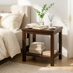YUNMUARIY-Living Room Side Table,Walnut End Tables,Wood Side Table,Small Square Table for Small Space,13.77 Inches Wide Farmhouse End Tables for Hallway,Bedroom,Corners,Easy Assembly.