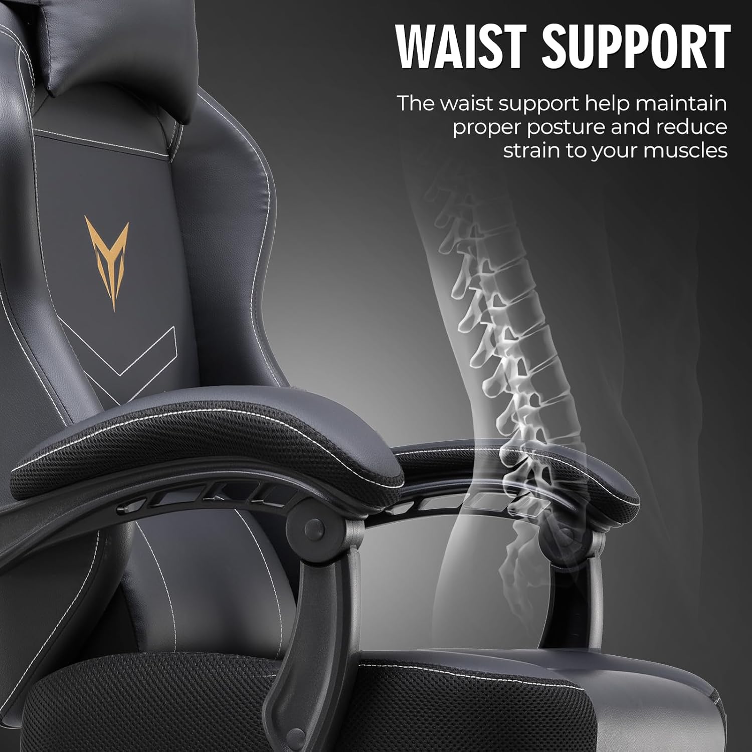GTPLAYER Gaming Chair for Adults, Big and Tall 300LBS Heavy Duty Office Chair, Ergonomic High Back Lumbar Support and Wide Comfy Cushion with Linkage Armrests, Black