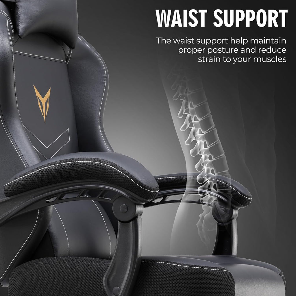 GTPLAYER Gaming Chair for Adults, Big and Tall 300LBS Heavy Duty Office Chair, Ergonomic High Back Lumbar Support and Wide Comfy Cushion with Linkage Armrests, Black Without Pedals