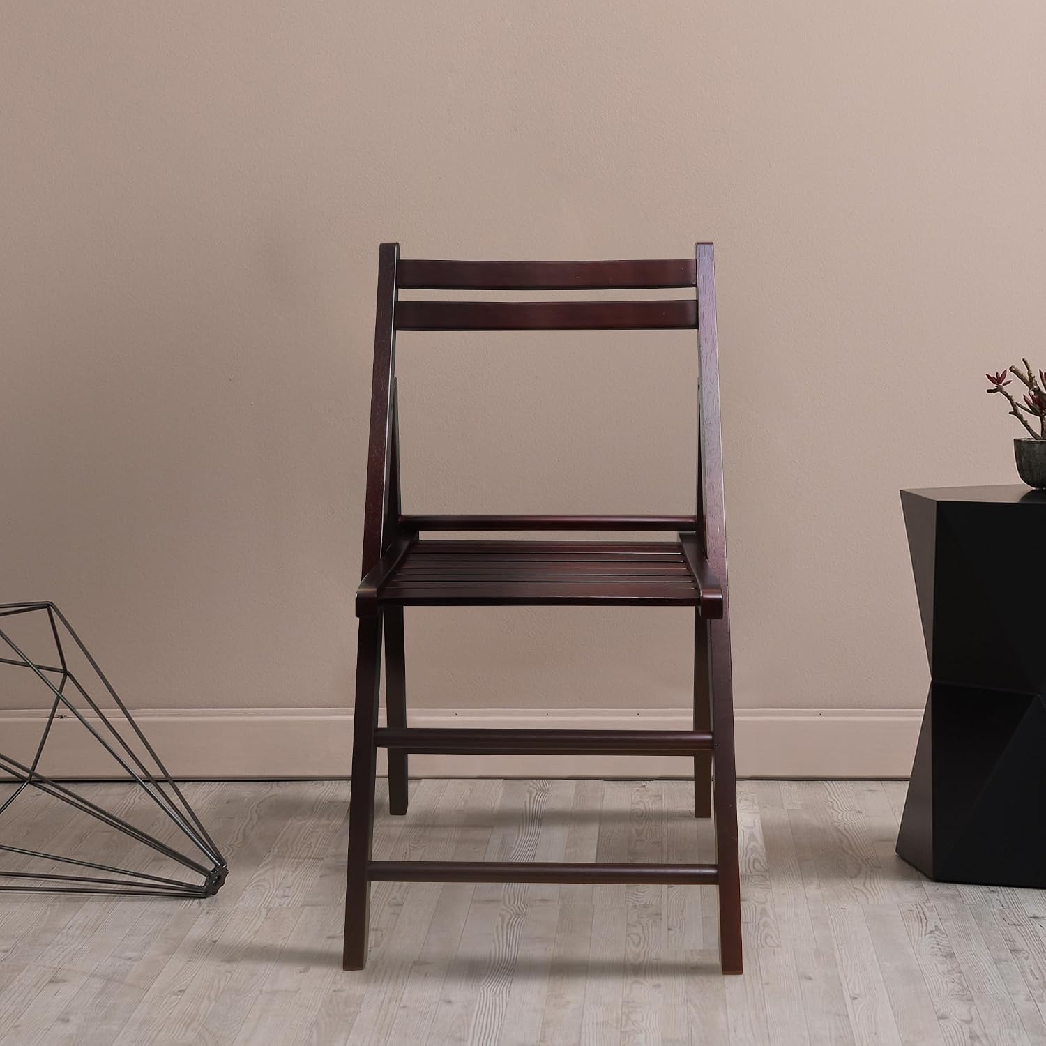 Casual Home Wooden Folding Chairs 2-Pcs Set - Espresso