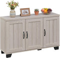 Giantex Sideboard Buffet Cabinet with Storage, 45" Farmhouse Coffee Bar Cabinet with 3 Doors & Adjustable Shelves, Mid Century Modern Sideboard Buffet for Kitchen, Living Room, Entryway (Light Oak)