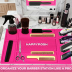 Magnetic Barber Mat, Magnetic Barber Mats For Clippers and Supplies, Barbershop Pad for Station, Beauty Salon Table Matt, Barbering Tool Organizer for Pro Hairstylist, Pink