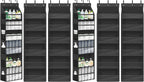Over Door Organizer with 6 Extra Large Pockets 12 Side Pockets, Sturdy Closet Storage Rack, Hanging Storage Organizer with Clear Window for Shoes, Diaper, Bedroom, Bathroom, Black, 6-Pack