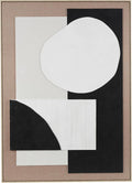 Deco 79 Wood Geometric Textured Wall Decor with Abstract Black and White Shapes and Fabric Backing, 41" x 2" x 57", Brown