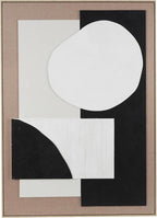 Deco 79 Wood Geometric Textured Wall Decor with Abstract Black and White Shapes and Fabric Backing, 41" x 2" x 57", Brown