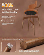 Wooden Dining Chairs Set of 4, Mid Century Modern Upholstered Kitchen Chairs with Solid Wood Legs, 350lb Heavy Duty Padded Side Chairs for Dining Room & Vanity, Orange