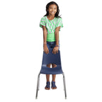 Factory Direct Partners 10384-NV 18"" School Stack Chair, Stacking Student Seat & 10368-NV 16"" School Stack Chair, Stacking Student Seat, Navy
