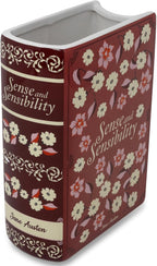 Steel Mill & Co Original Jane Austen Book-Shaped Decorative Vase, Ceramic Vases for Home Decor, Cute Bookshelf Decor, Unique Vase for Book Lovers (Sense and Sensibility)