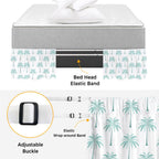 Teal Geeen Palm Trees Bed Skirt King Size 16 Inch Drop, Adjustable & Elastic Wrap Around Bed Skirts Pleated Luxury Dust Ruffles for Twin Full Queen Cal King Base Bed, Tropical Summer Beach Botanical