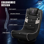 GTPLAYER Floor Gaming Chair Foldable Swivel Floor Chairs for Kids Boys Comfy Video Game Seat with 360° Multipurpose for Gamers, Bedroom or Game Room (Gold Stripes)