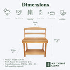 All Things Cedar Deluxe Potting Bench, Outdoor Garden Workstation Table, 24" D x 47.5" W x 61" H