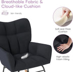 KROFEM Comfort Rocking Chair for Nursery,Anti-Tip Glider with 440 Lb Limit and Breathable Cotton Cover,Grey