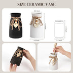 DomeStar White Ceramic Vase, 6.3" Tall Small Flower Vase for Pampas Grass, Home, Living Room, Dining Table, Farmhouse, Office Decor, Bedroom, Table, Kitchen Shelf, Minimalist Modern Home Decoration