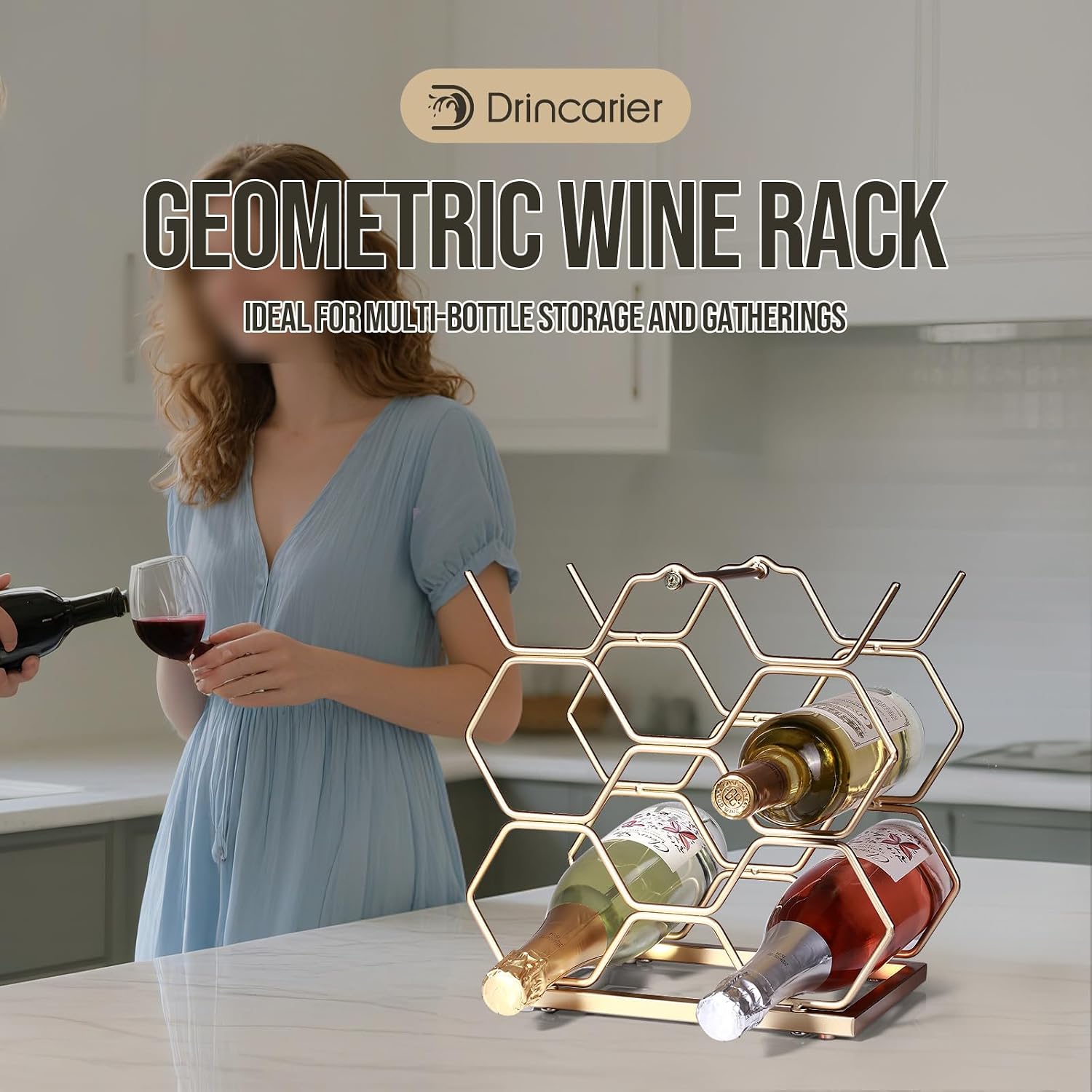 Small Wine Racks Countertop (8 Bottle Capacity),Metal Wine Bottle Holder Modern Gold for Home Kitchen Bar,Tabletop Wine Rack for Cabinet, Pantry, Wine Bottle Storage