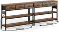 2 Pack Entryway Table with Outlets, 3 Fabric Drawers, 43in | 43.3"W x 11.8"D entry table with 2 outlets, 2 USB ports, swappable plug side, adjustable feet and anti-tip kit.