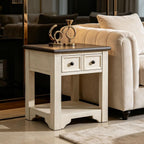 Farmhouse End Table with Drawers,Side Table with Storage,Wood Nightstand, Coffee Tables for Living Room,Entryway Table for Small Spaces,Small Side Table for Living Room, Bedroom, Kitchen