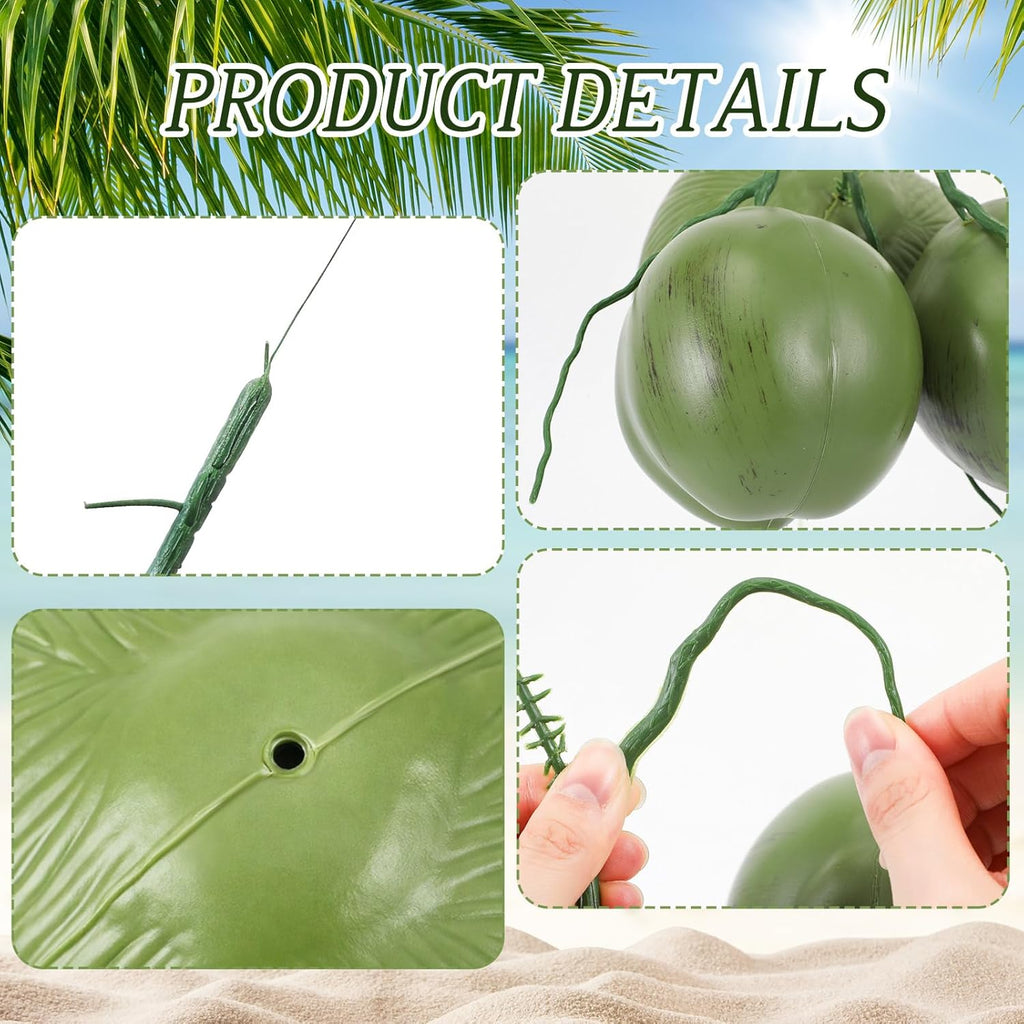 Novabright Fake Coconut, 1 Bunch Artificial Coconuts for Decoration, Lifelike Tropical Fake Green Coconuts Prop Artificial Fruit for Home Decoration Display Photo Prop (Seven Coconut)