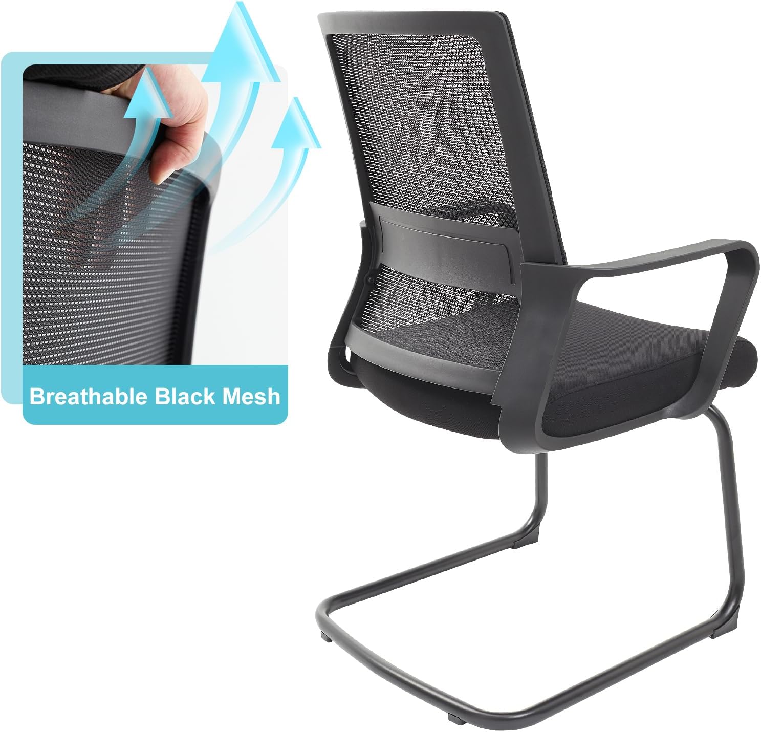 Office Guest Chairs Mid Back Reception Chairs Set of 4 Computer Side Chair with Lumbar Support for Home Waiting Area Conference Room Bedroom Carpet