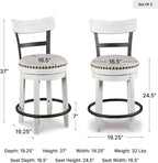 Signature Design by Ashley Valebeck Barstool, Rustic-Industrial Counter Height Chair, 360° Swivel, Wood & Metal Frame, Cushioned Seat, Ideal for Kitchen Island with Seating, Vintage White