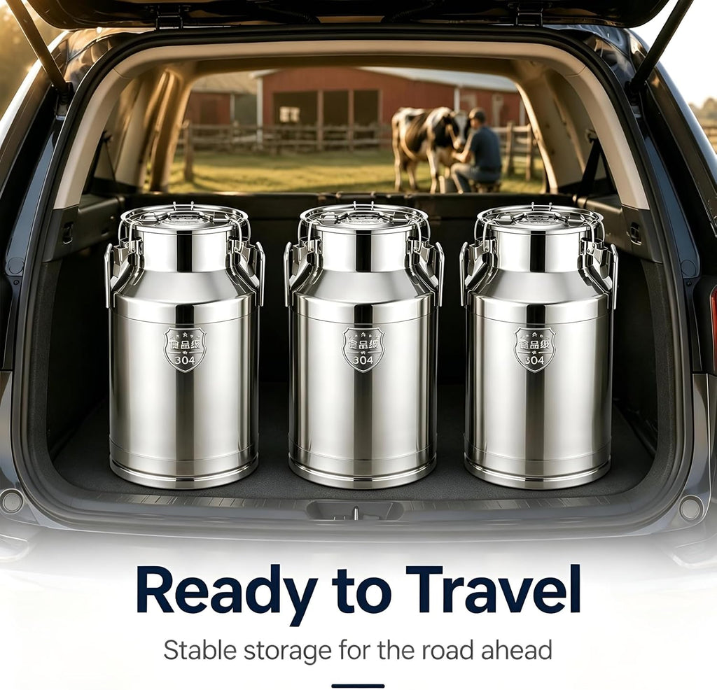 304 Stainless Steel Milk Tank Large Capacity Wine Barrel with Sealed Lid(48L/12.7gal) | Airtight Silicone Seal Stainless Steel Container Commercial Food Beverage Dispenser for Water Wine Oil Tea