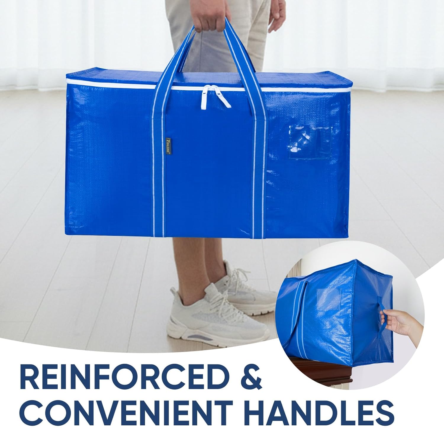 BALEINE 6-Pack Oversized Moving Bags with Reinforced Handles, Heavy-Duty Storage Tote for Clothes, Moving Supplies (Royal Blue, 6-Pack)