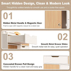 5 Drawers Mobile File Cabinet with Door, Rolling File Cabinet Printer Stand Table Craft Storage Cabinet, Under Desk Wooden Filing Cabinets for Home Office Essentials Storage Organization Furniture