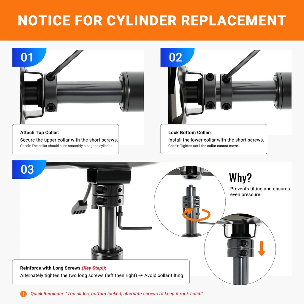 Pro 28mm Gas Lift Cylinder Removal Kit | 700lb-Rated Office Chair Saver Tools with Poly-Cotton Gloves | Fix Sinking Chair Mechanism (Steel Construction)