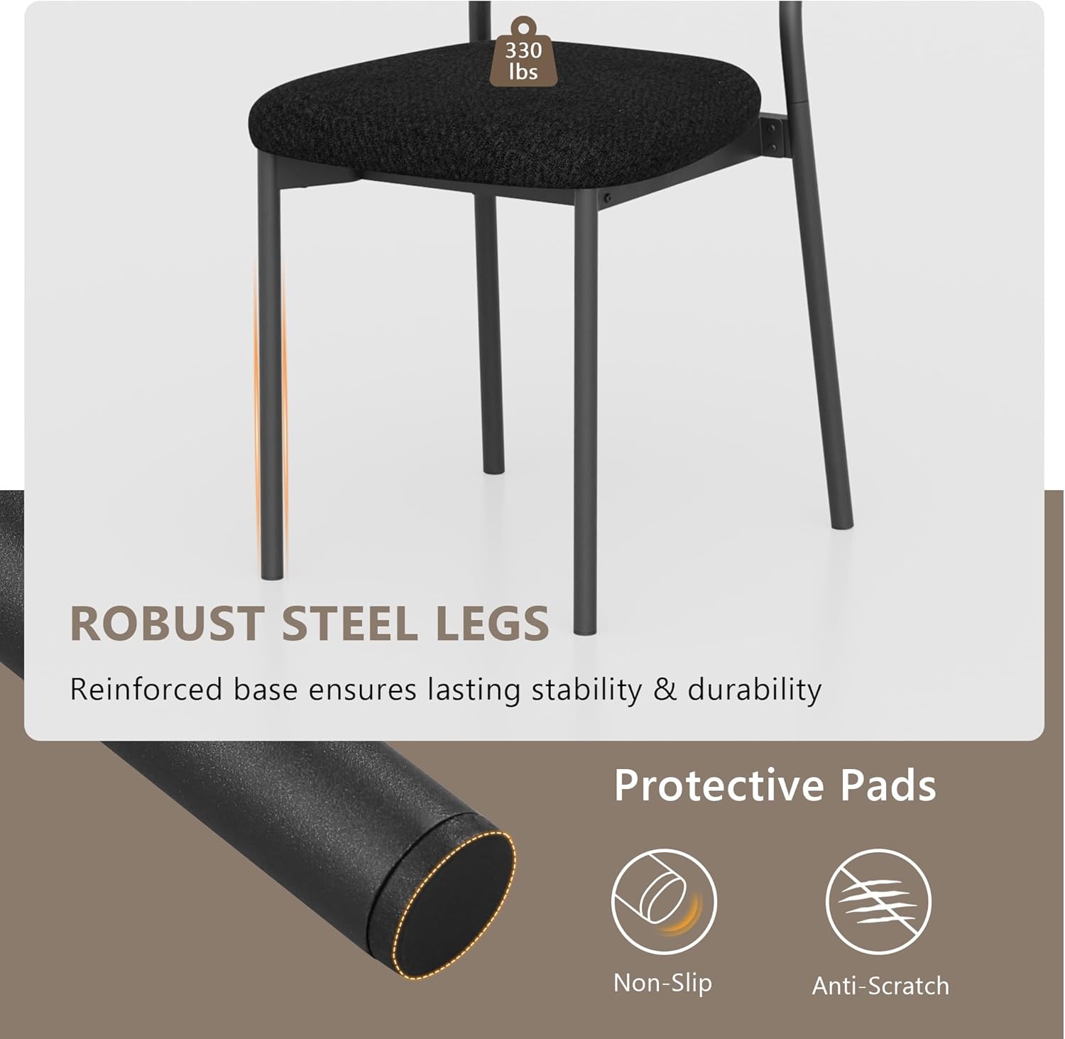 Einhomn Upholstered Dining Chairs Set of 4, Stackable Modern Dining Room Chairs, Kitchen Chairs w/Soft Velvet Backrest & Sturdy Metal Legs for Restaurant, Living Room, Black
