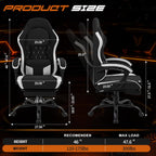 Shintenchi Gaming Chair, Ergonomic Office Chair with Footrest, Lumbar Support and Linkage Armrests, Swive Home Video Game Chairs for Adults, Black