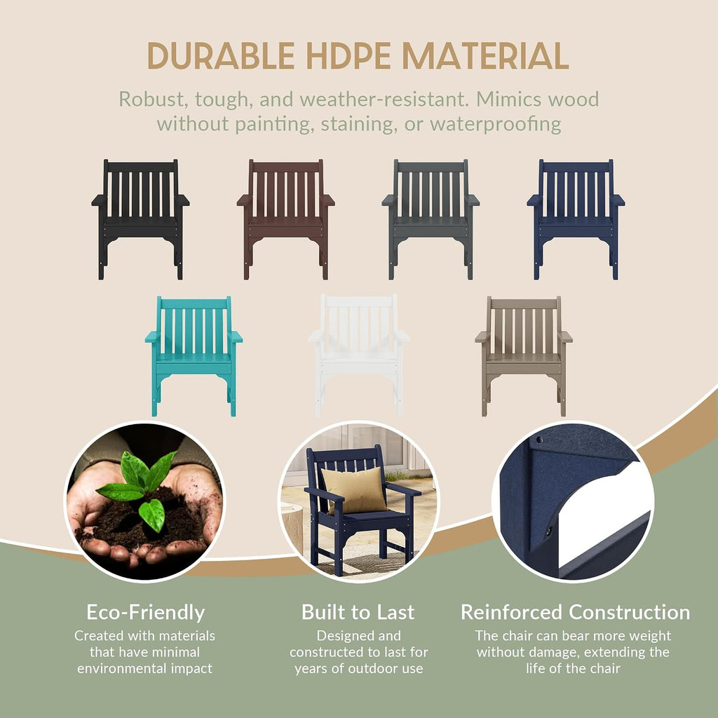 WestinTrends Malibu Outdoor Patio HDPE Adirondack Dining Arm Chair, Navy Blue