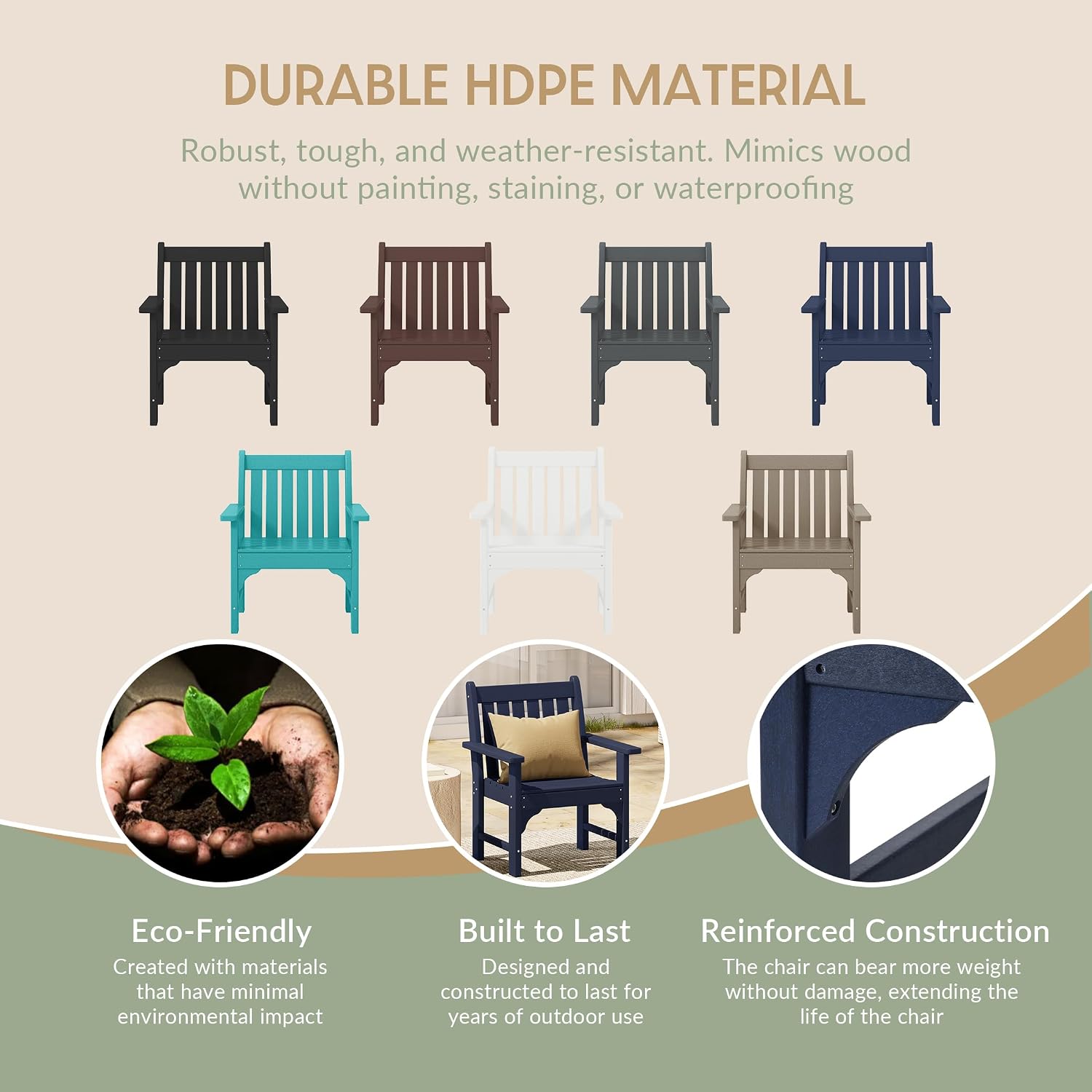 WestinTrends Malibu Outdoor Patio HDPE Adirondack Dining Arm Chair, Navy Blue