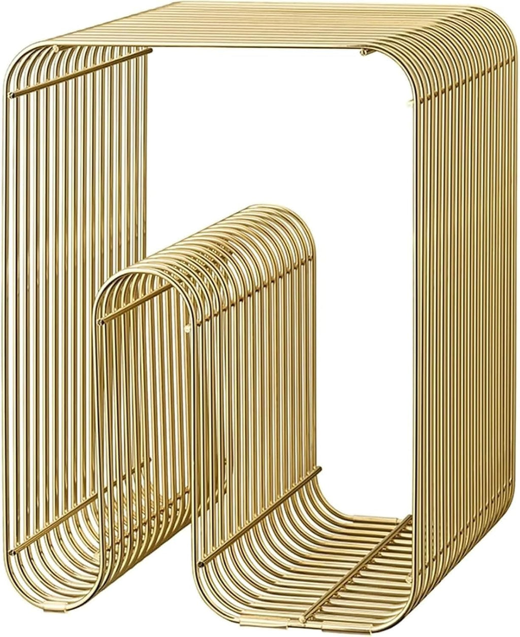 Smooth End Table & Side Table for Couch, Loading Bearing ，Vertical Design Small Sofa Table TV Tray for Living Room, Bedroom, Office & Casual Bar (Gold)