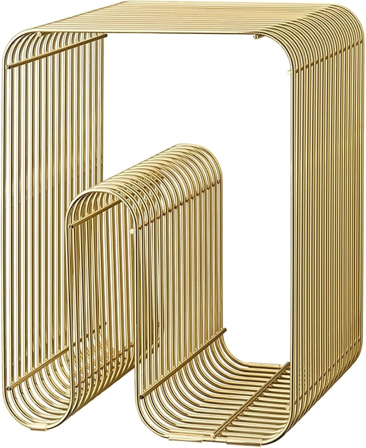 Smooth End Table & Side Table for Couch, Loading Bearing ，Vertical Design Small Sofa Table TV Tray for Living Room, Bedroom, Office & Casual Bar (Gold)