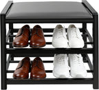 Small Shoe Rack Bench, Shoe Storage Bench for Entryway, Stable Shoe Organizer for Entryway, Bench Seat Holds Up to 300 lb Storage Organizer, (17"x 10"x 16", L x W x H)