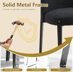 Morden Fort Boucle Dining Chairs Set of 4, Thick Upholstered Chairs with Metal Legs & Curved Backrest, Post Modern Minimalist Chair for Dining Room, Kitchen, Living Room, Bedroom, Apartments, Black