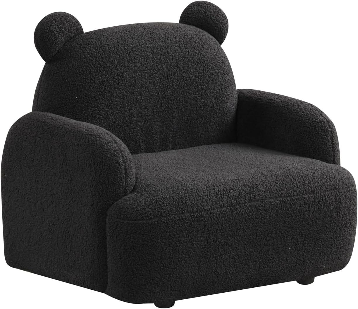 25.5" W Black Sherpa Bear Shaped Armchair