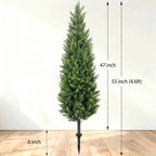 Artificial Cedar Topiary Trees 4ft Set of 2,Fake Shrubs with Ground Spike,UV Resistant Cypress Tree,Faux Bushes for Outdoors,Fake Plants for Outdoor Indoor Front Porch Patio Garden Decor