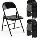 Metal Folding Chairs 10 Pack All Steel Metal Frame Portable Commercial-Grade Foldable Chair with Double Hinged for Office Wedding Party Patio Dinning Events, Onyx Black