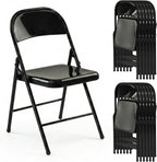 Metal Folding Chairs 10 Pack All Steel Metal Frame Portable Commercial-Grade Foldable Chair with Double Hinged for Office Wedding Party Patio Dinning Events, Onyx Black