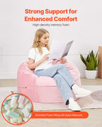 VEVOR Bean Bag Chair, 3 feet Round Bean Bag Chair with Removable and Washable Cover, 25D Memory Foam Filled with Soft and Smooth Dutch Velvet, Bean Bag for Bedroom or Playroom, Pink