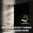 100% Blackout Room Divider Curtains Sets Black 2 Panels W100 x L84in No Drill Curtain Rods(H) 43-120×(W) 35-200 in for Studio Apartment Dorm Office