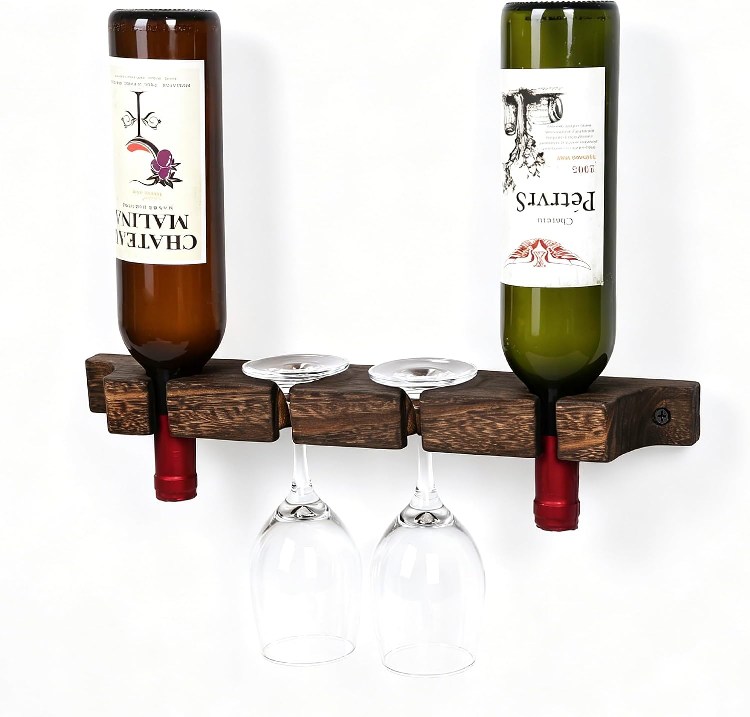 Wall Mounted Wooden Wine/Tall Glass Rack, Hanging Tall Glass Storage & Bar Organizer for Home & Bar Decor.(2)
