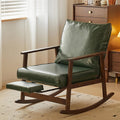 Oversized Rocking Chair with Cushion, Nursery Rocking Chair with Adjustable Footrest for Living Room, Upholstered Recliner Chair High Back with Armrests, Three-Position Adjustable Backrest for Bedroom