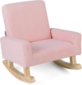 MAT EXPERT Kids Sofa, Upholstered Toddler Rocking Chair w/Solid Wood Base, Linen Fabric & Anti-Tip Device, Comfy Children Furniture, Armchair for Nursery Playroom Preschool, Boys & Girls Gift (Pink)