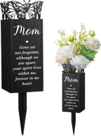 Geosar Cemetery Vases for Grave Metal Flower Butterfly Memorial Flower Holder with Spike Grave Marker Floral Cemetery Funeral for Mom Grandma Lawn Yard Outdoor Funeral(Fresh)