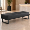 Waiting Room Bench, Faux Leather Upholstered Bench Seat with High-Density Foam, Rounded Corners and Metal Frame, Reception Lobby Furniture for Office, Salon, Barbershop(Black,17 * 59 * 17in)