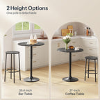 HOOBRO 2 Pcs Bar Table, Height-Adjustable Round Pub Table 27-35.4 Inches with Sturdy Base, Modern Style Bar Table Easy Assembly with Metal Base for Pub, Party and Small Places, Black BK58BTP201G1N1