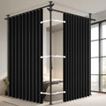 100% Blackout Room Divider Curtains Sets Black 2 Panels W100 x L84in No Drill Curtain Rods(H) 43-120×(W) 35-200 in for Studio Apartment Dorm Office