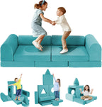 11pcs Modular Kids Play Couch Toddler Sectional Sofa DIY Creativing Convertible Play Fort Foam Play Couch Child Floor Folding Sofa for Playroom Bedroom Living Rooms Furniture(Dark Gray)